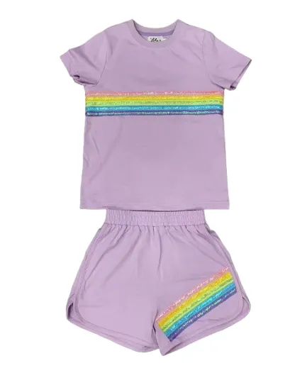 Rainbow Sequin Short Set