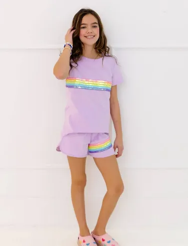 Rainbow Sequin Short Set