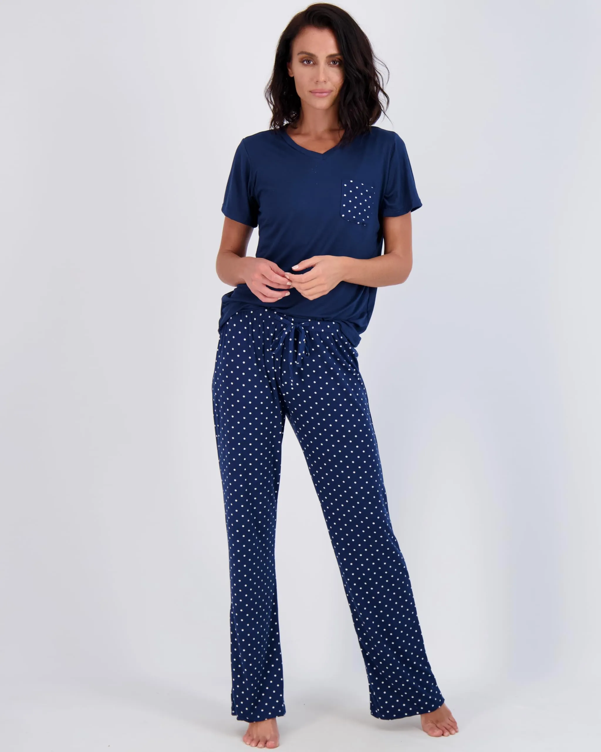 Real Essentials Women’s Pajama Sets Ladies Short Sleeve V-Neck Tops Pants Bottoms Pijama Mujer comfy Soft PJ fashion Sleepwear Lightweight Sleep loungewear Night Wear, Set 6, Pack of 2