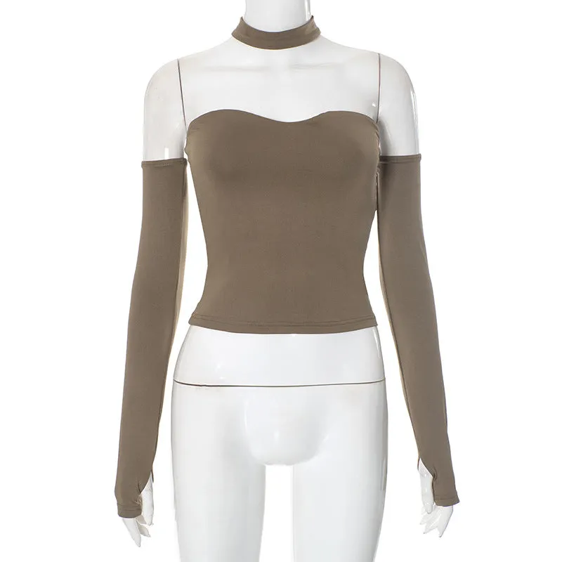 REALAIOT Sanhu Lianjiang D24TP630 2025 women's clothing simple and sexy slim tube top with sleeve cover and neck ring four-piece wholesale