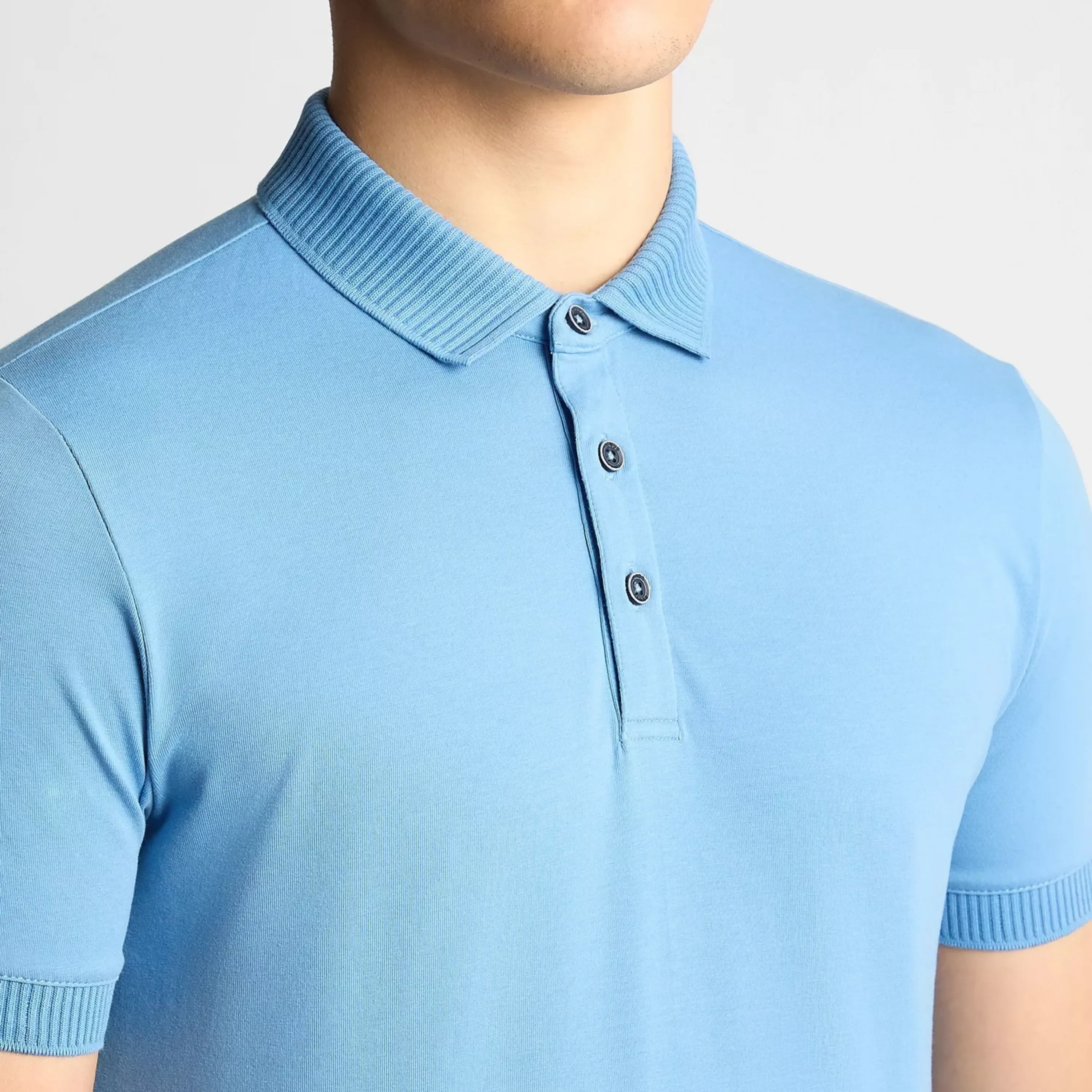 Remus Tapered Fit Cotton-Stretch Polo Shirt - Sky Blue
