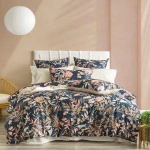 Renee Taylor 300 TC Cotton Reversible Quilt cover Set - Waratah Midnight