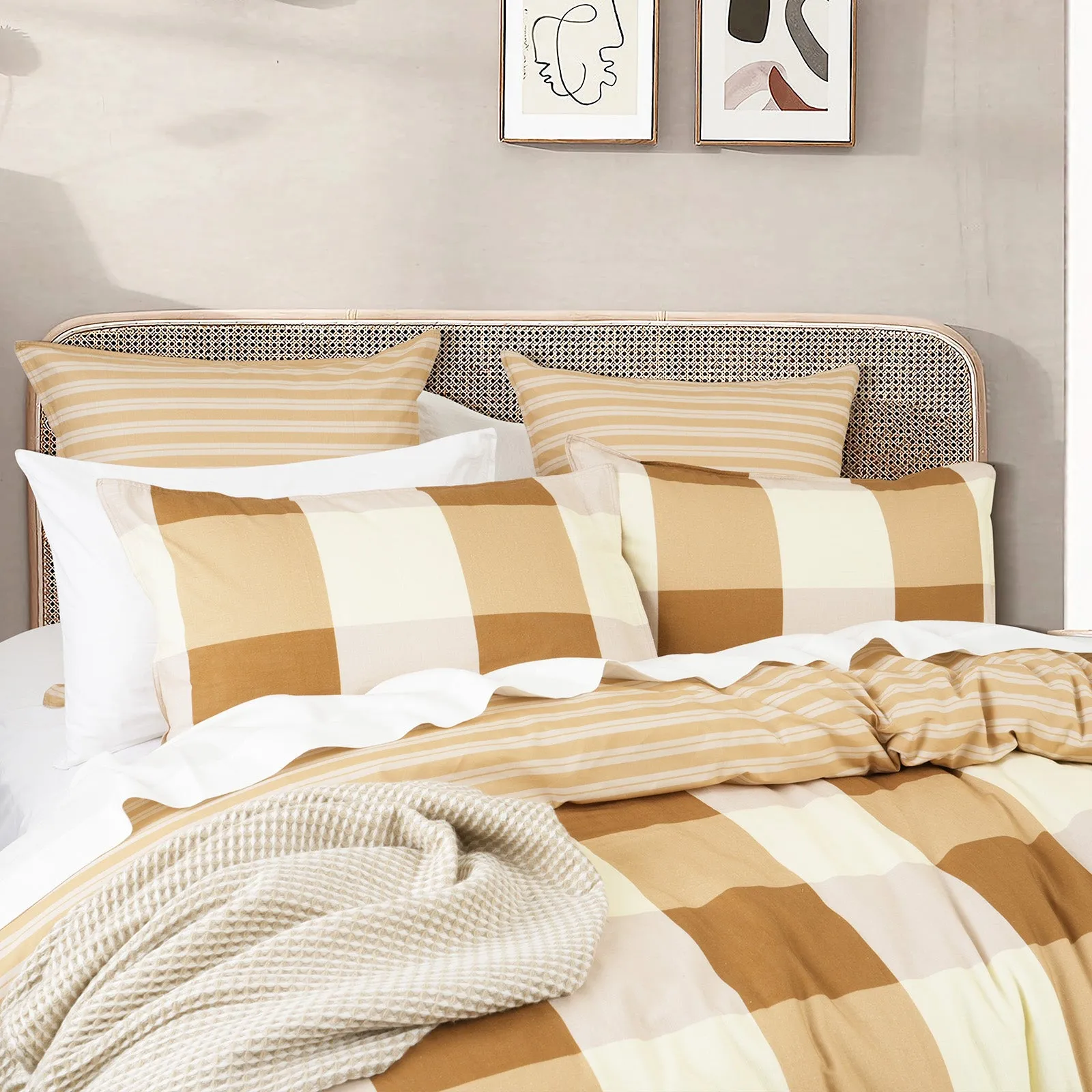 Renee Taylor 300 TC Cotton Reversible Quilt Cover Sets - Berlin Checks