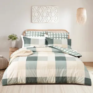 Renee Taylor 300 TC Cotton Reversible Quilt Cover Sets - Cooper Checks