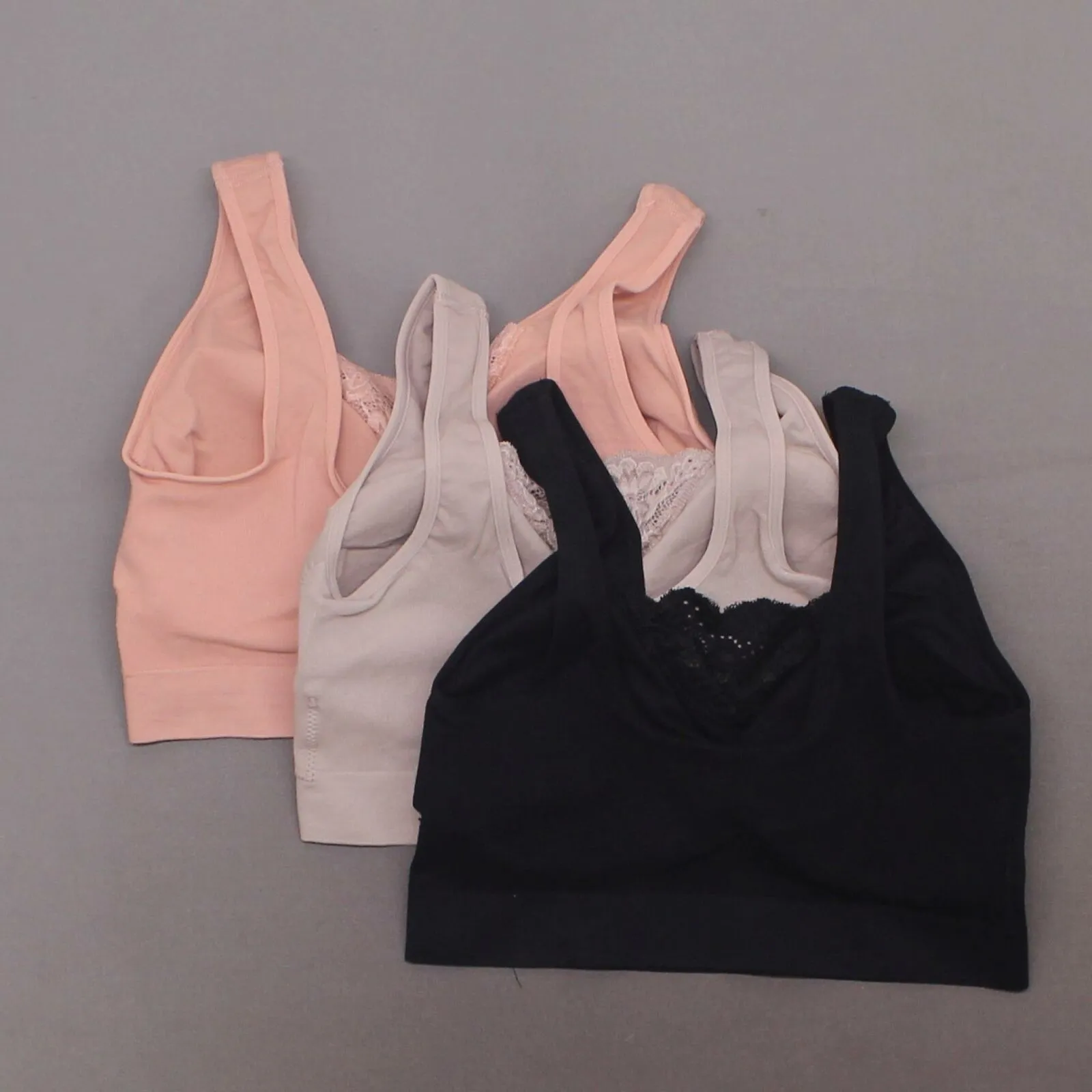 Rhonda Shear 3 Pack Cotton Blend Ahh Bras With Lace Inset
