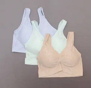 Rhonda Shear 3 Pack Jacquard Ahh Bras With Removable Pads Lights Large