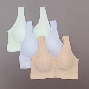 Rhonda Shear 3 Pack Jacquard Ahh Bras with Removable Pads Lights XL