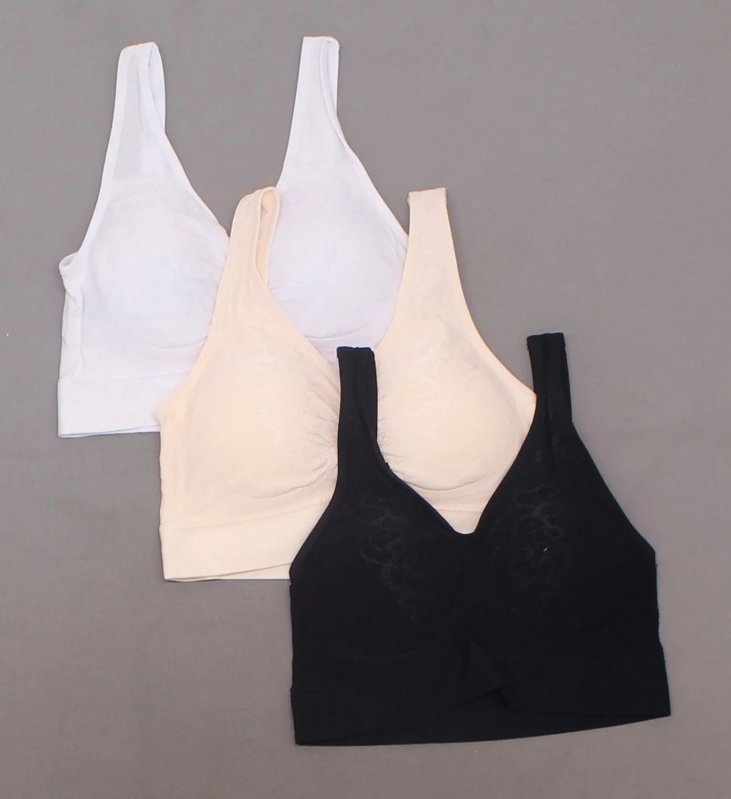 Rhonda Shear 3 Pack Jacquard Ahh Bras With Removable Pads