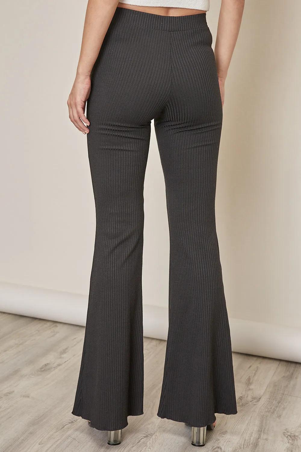 Ribbed Flare Stretch Pants