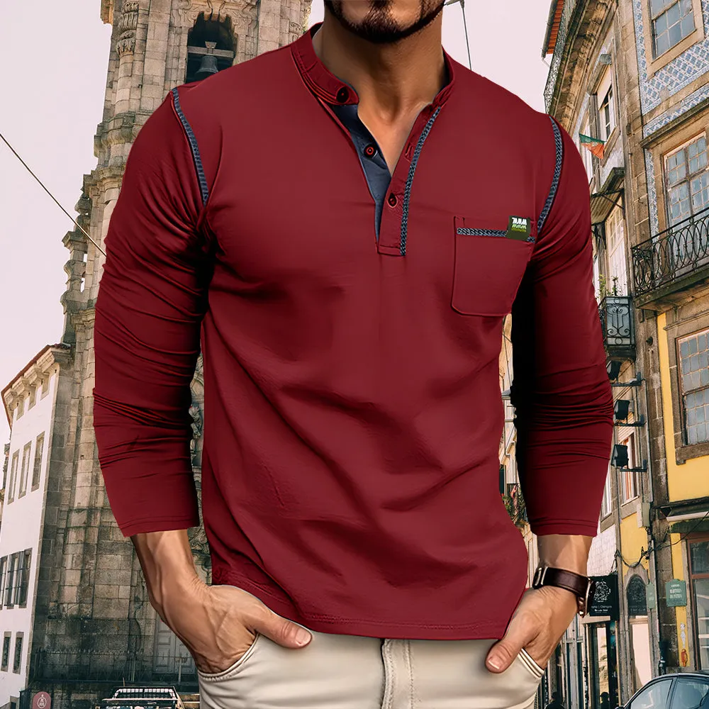 Romero - Casual Black Henley Shirt