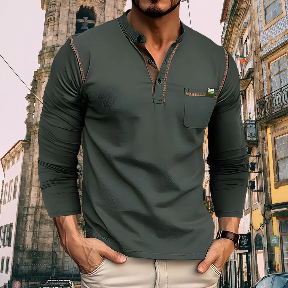 Romero - Casual Black Henley Shirt