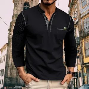 Romero - Casual Black Henley Shirt