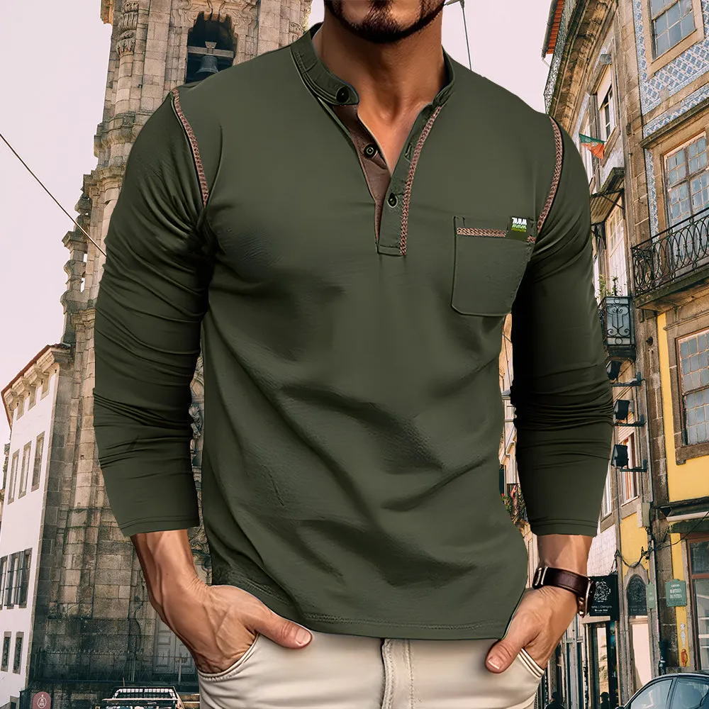 Romero - Casual Black Henley Shirt