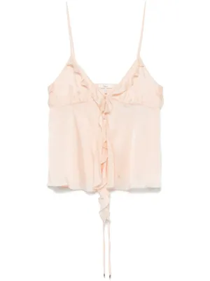 Ruffled silk top