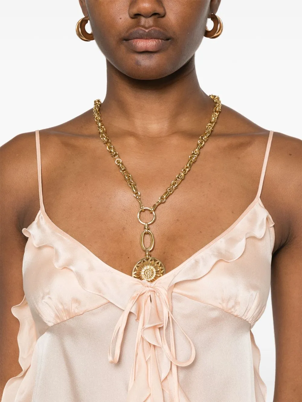 Ruffled silk top