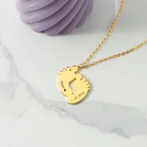 S925 Silver New Mother Foot Print Designable Custom Name Necklace