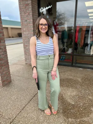 Sage Pocketed Straight Leg Slacks