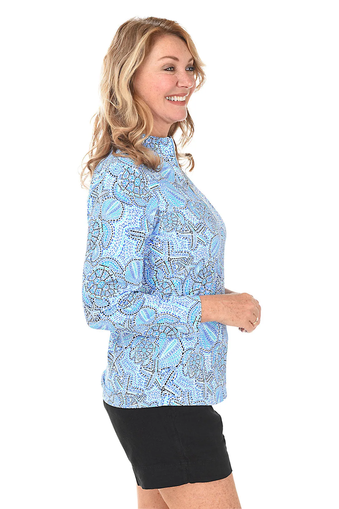 Sealife Dots Cooling UPF50  Mock Neck Top