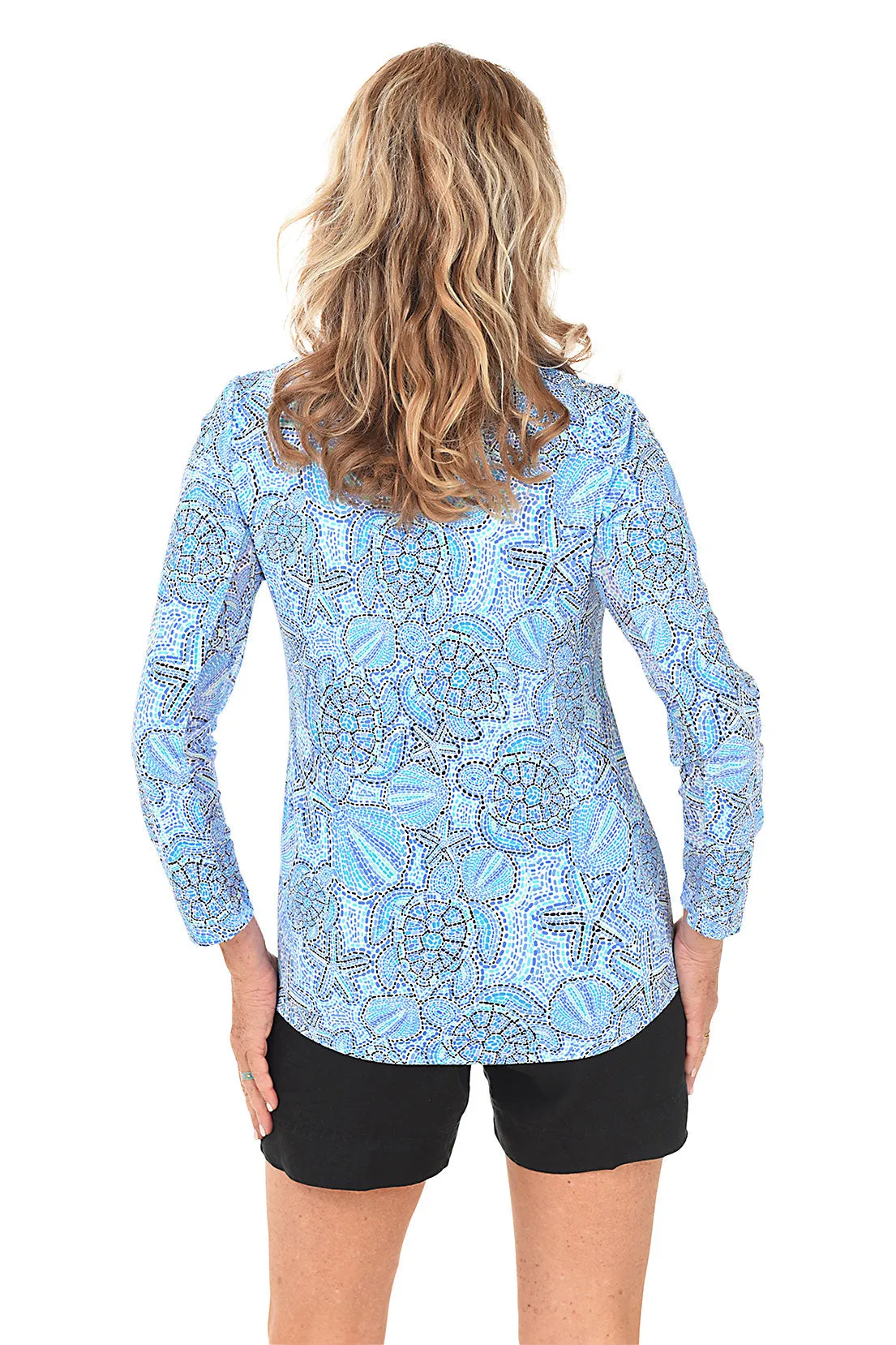 Sealife Dots Cooling UPF50  Mock Neck Top