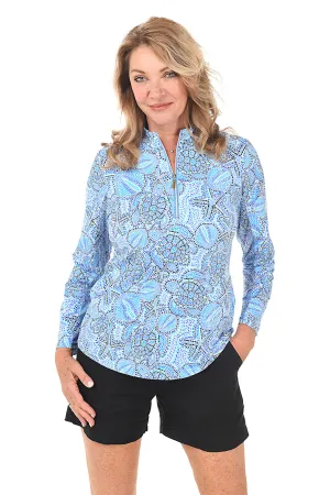Sealife Dots Cooling UPF50  Mock Neck Top