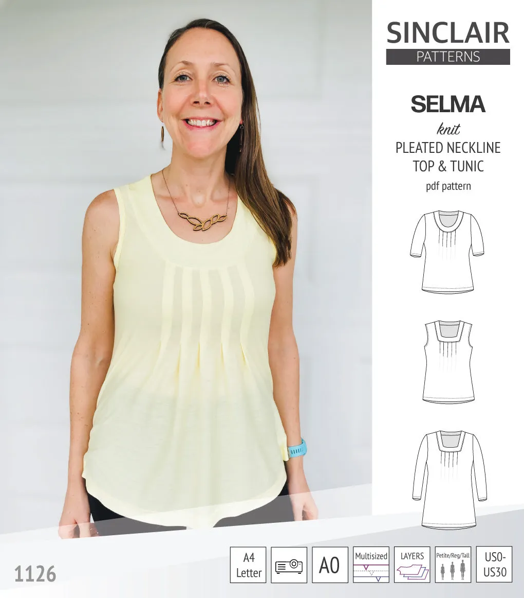 Selma knit top and tunic with round and square neckline options (PDF)