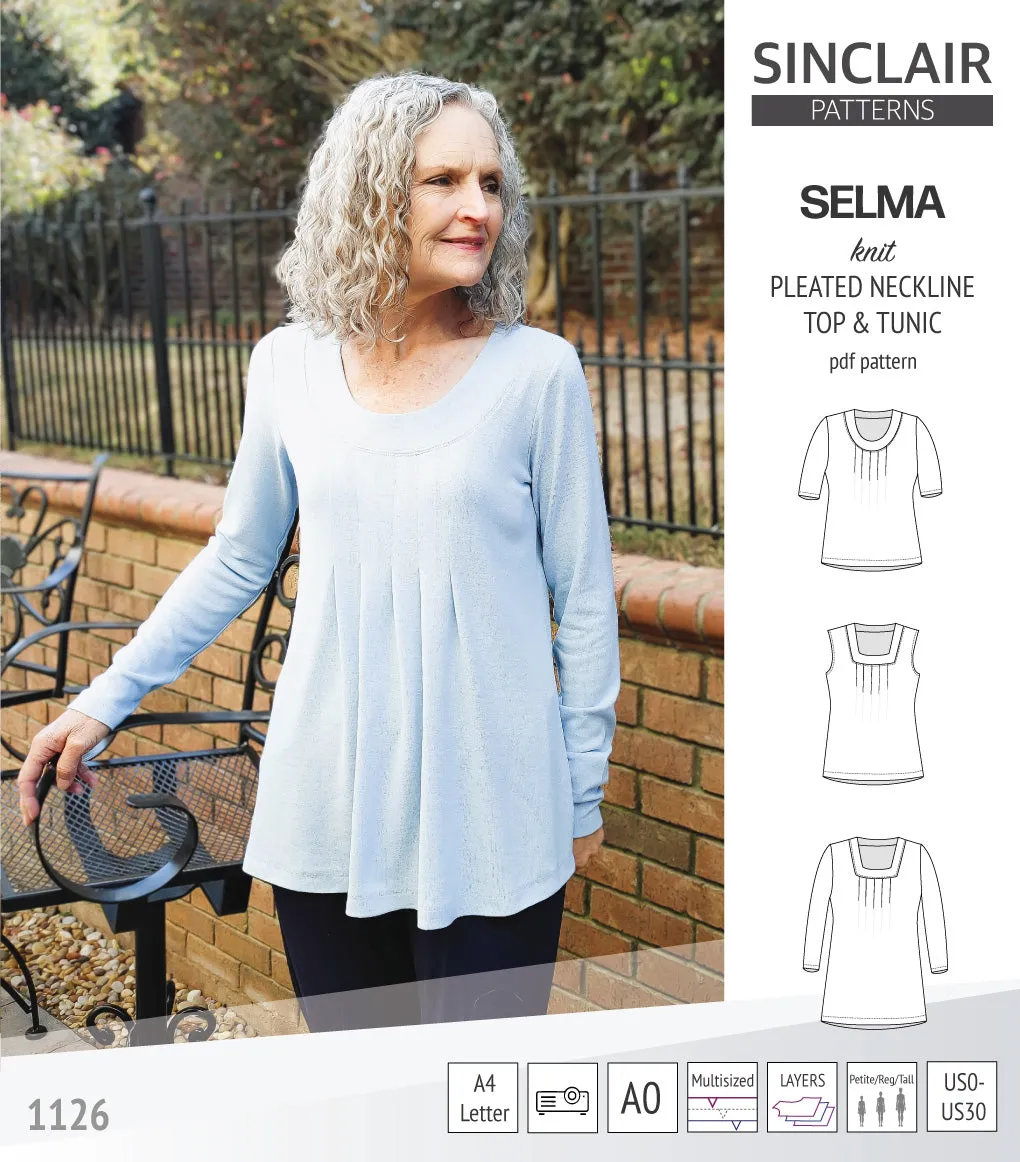Selma knit top and tunic with round and square neckline options (PDF)