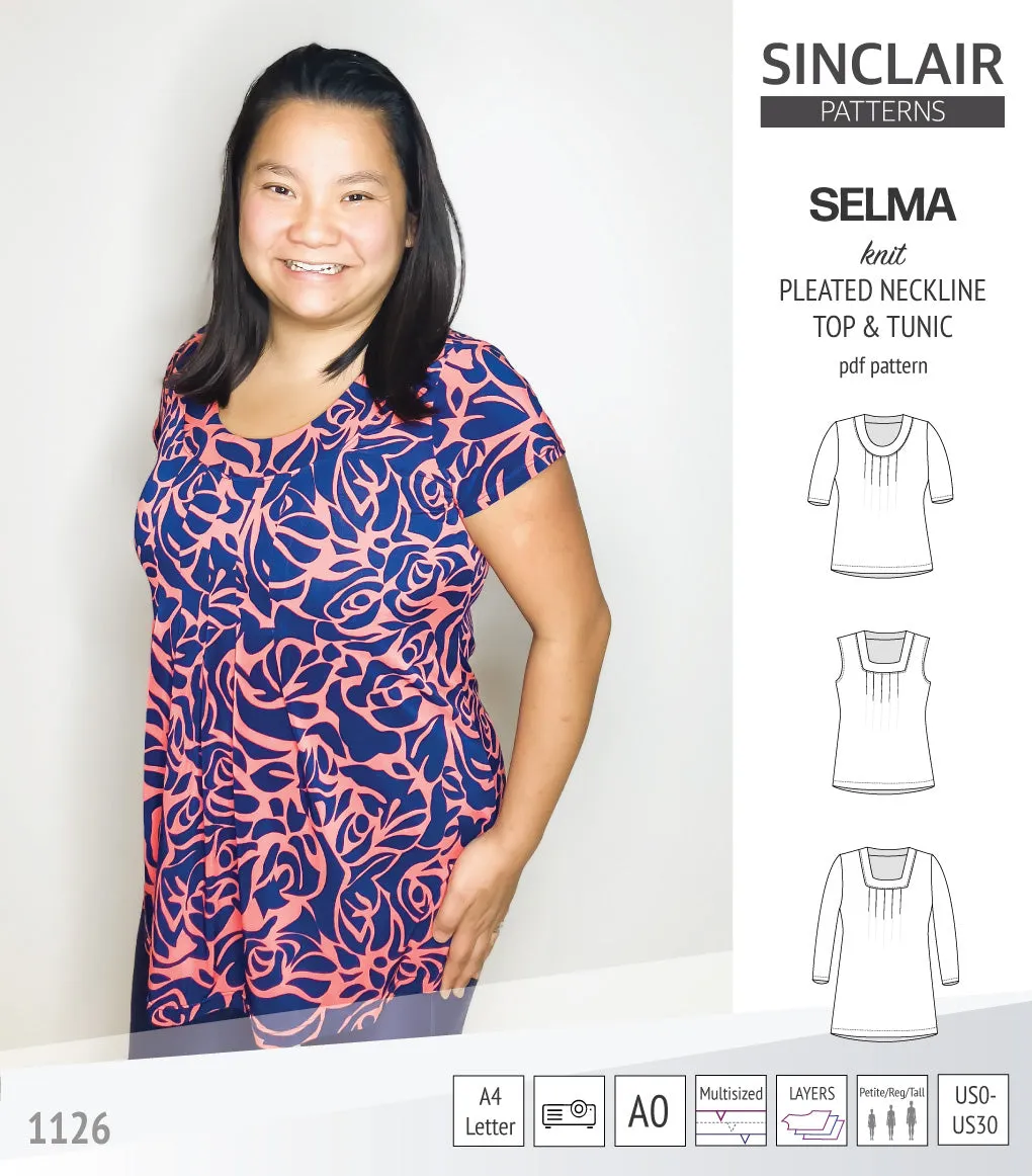 Selma knit top and tunic with round and square neckline options (PDF)