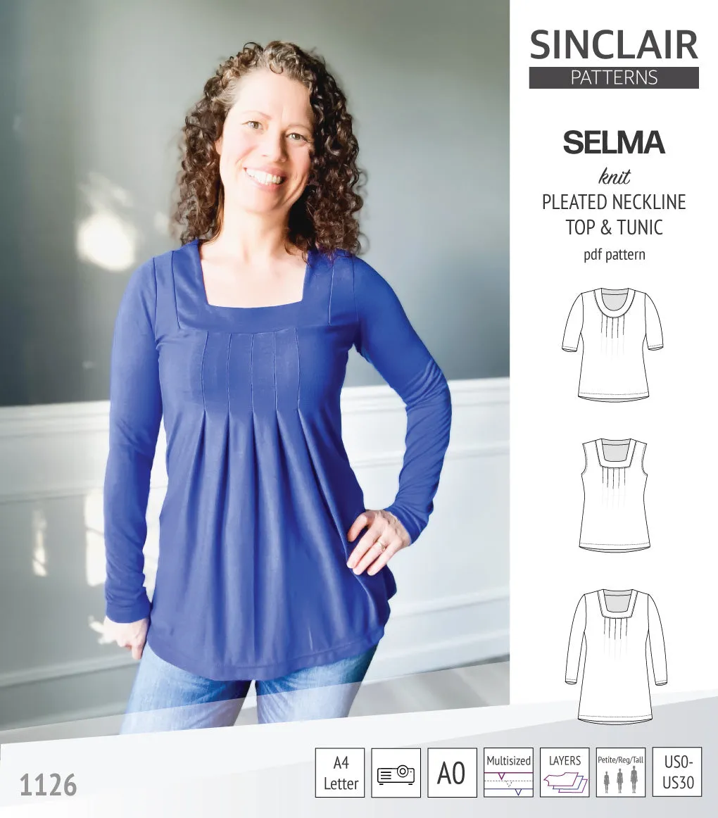 Selma knit top and tunic with round and square neckline options (PDF)