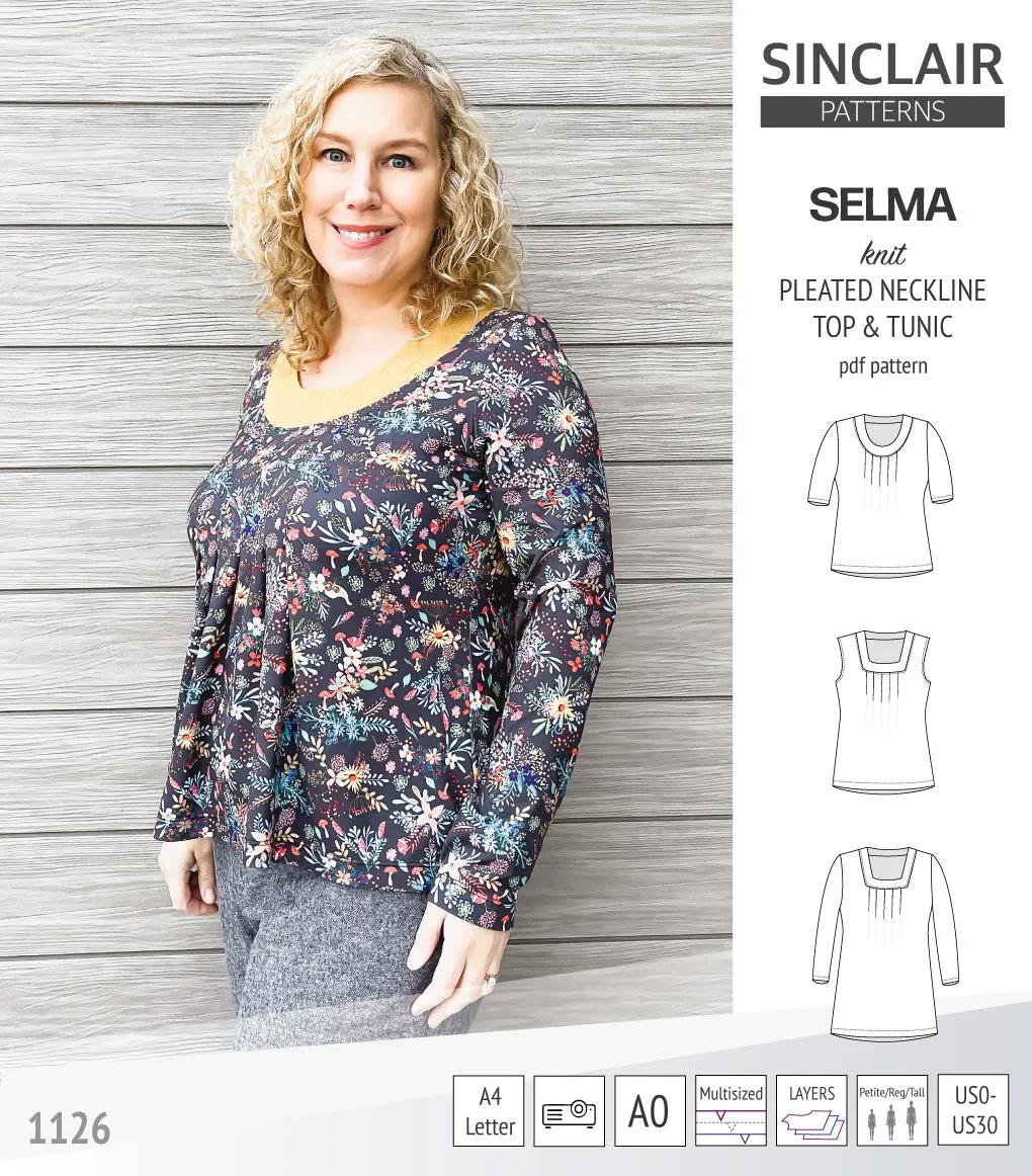 Selma knit top and tunic with round and square neckline options (PDF)
