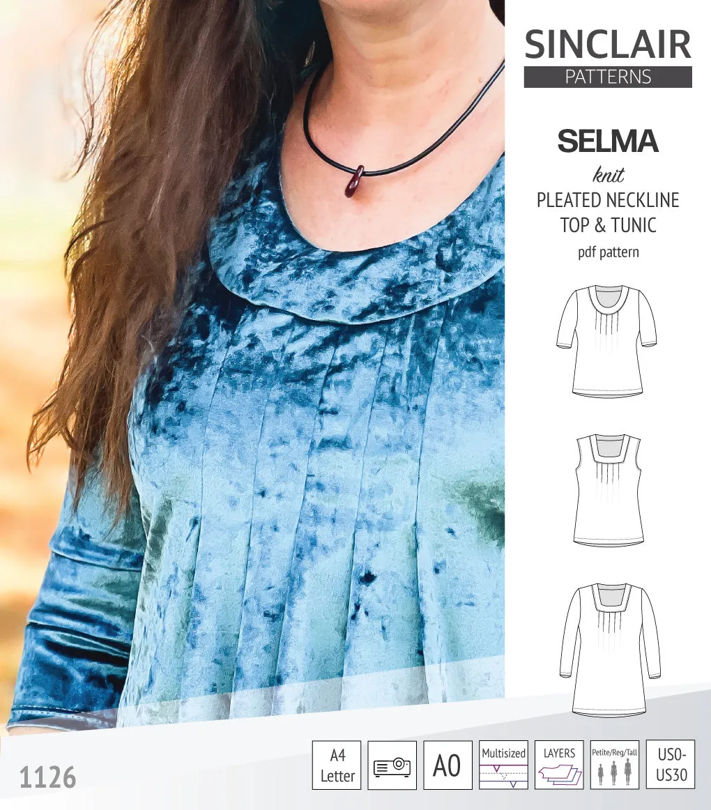 Selma knit top and tunic with round and square neckline options (PDF)