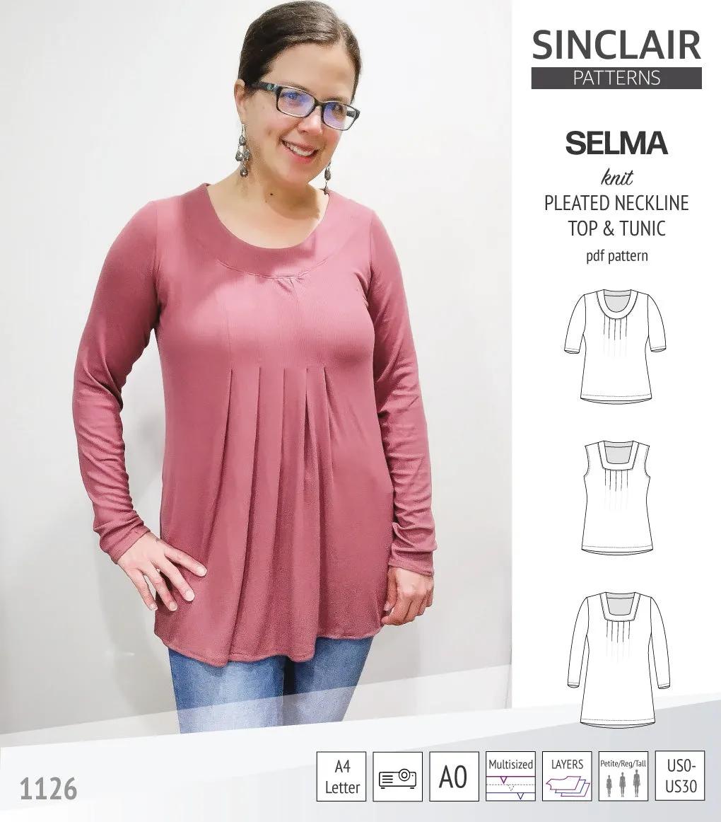 Selma knit top and tunic with round and square neckline options (PDF)