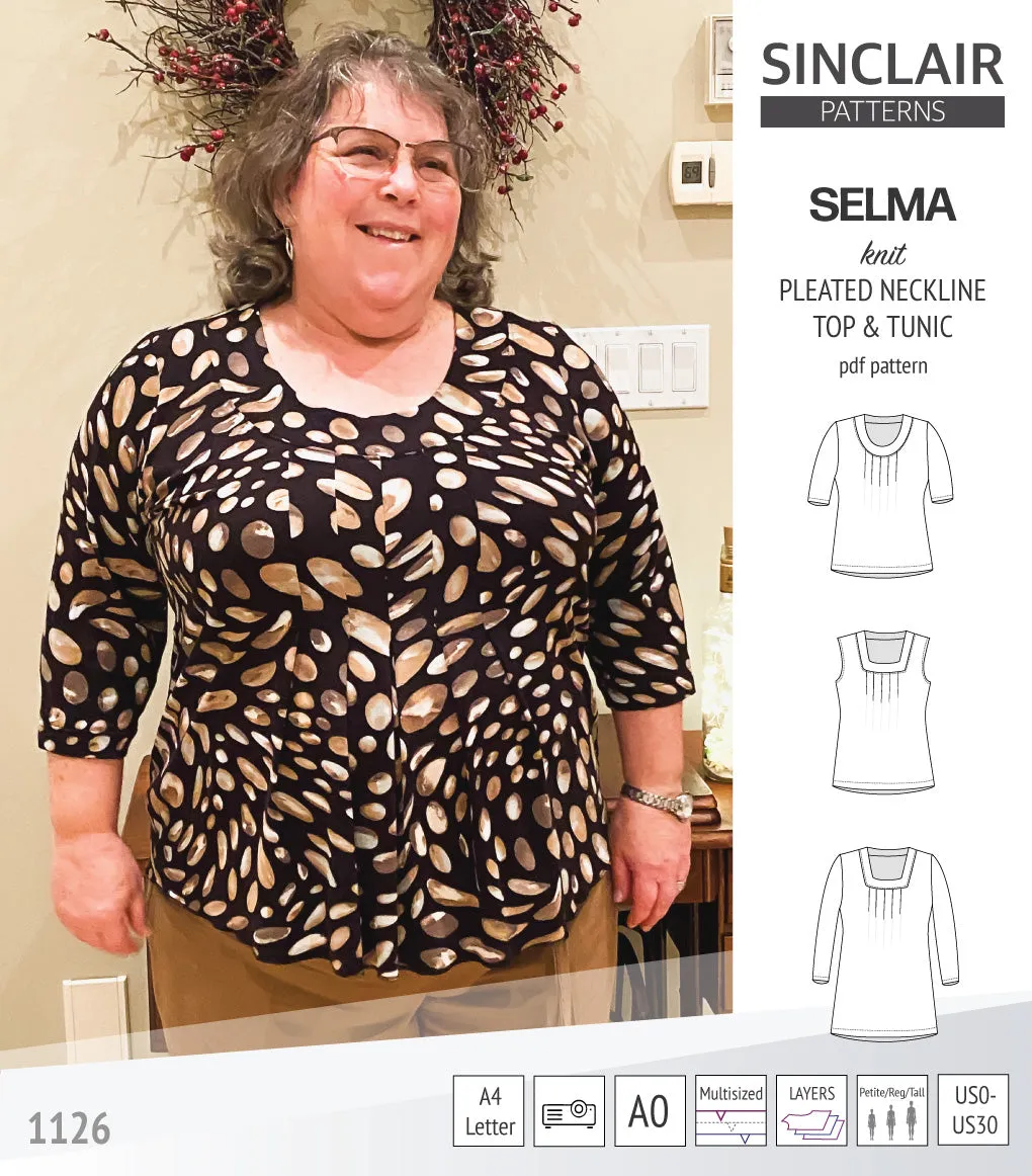 Selma knit top and tunic with round and square neckline options (PDF)