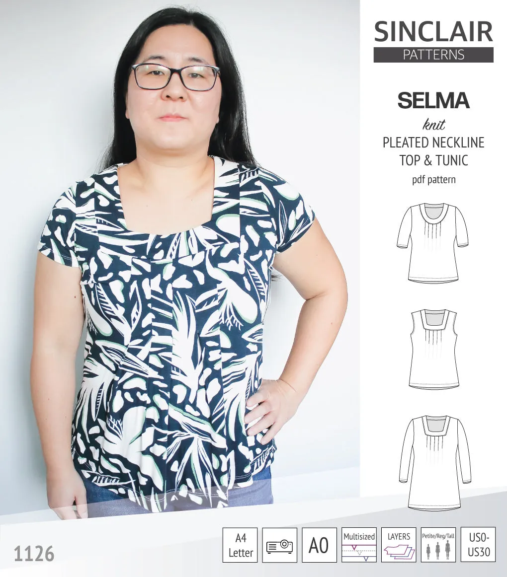Selma knit top and tunic with round and square neckline options (PDF)