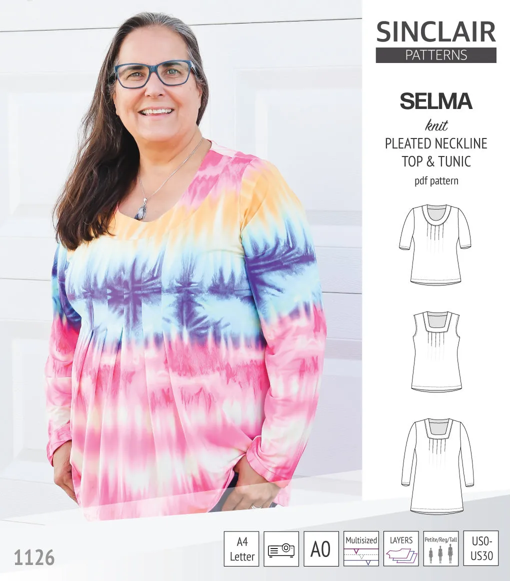 Selma knit top and tunic with round and square neckline options (PDF)