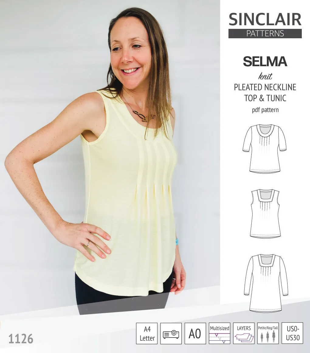 Selma knit top and tunic with round and square neckline options (PDF)