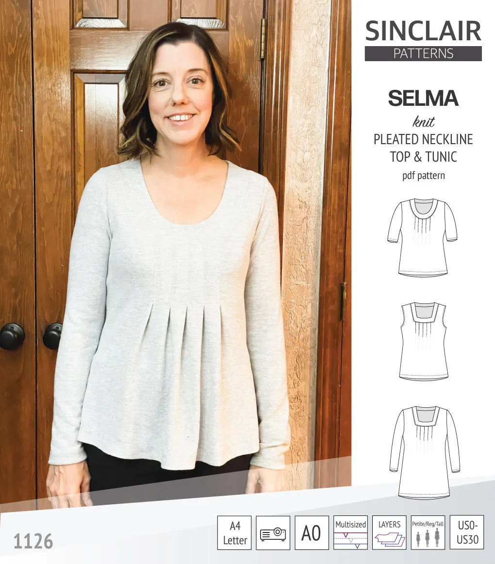 Selma knit top and tunic with round and square neckline options (PDF)