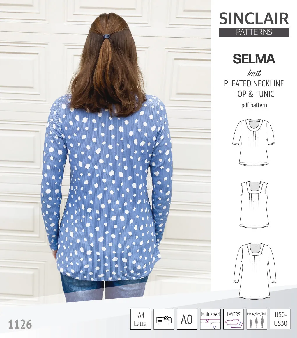 Selma knit top and tunic with round and square neckline options (PDF)