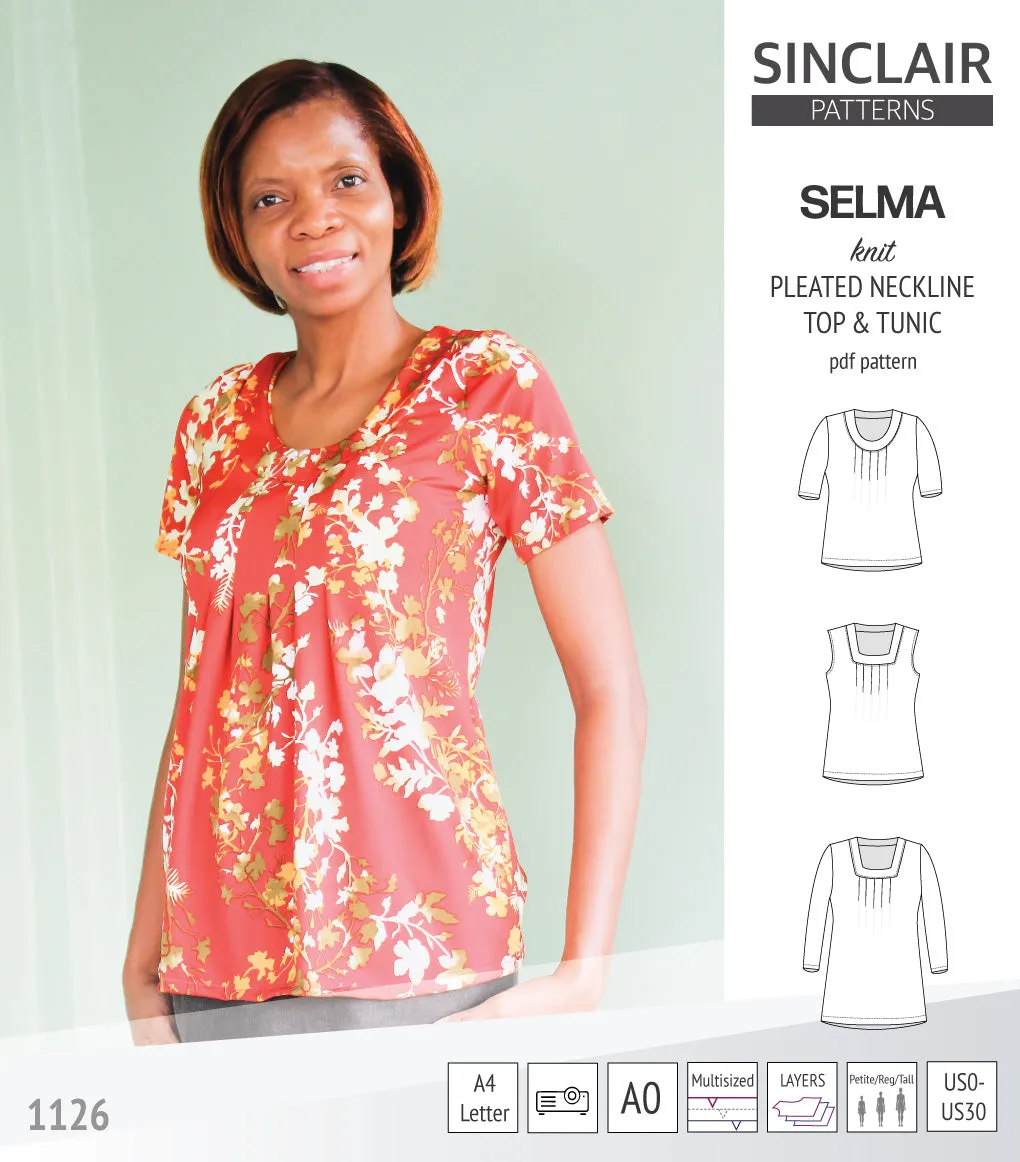 Selma knit top and tunic with round and square neckline options (PDF)