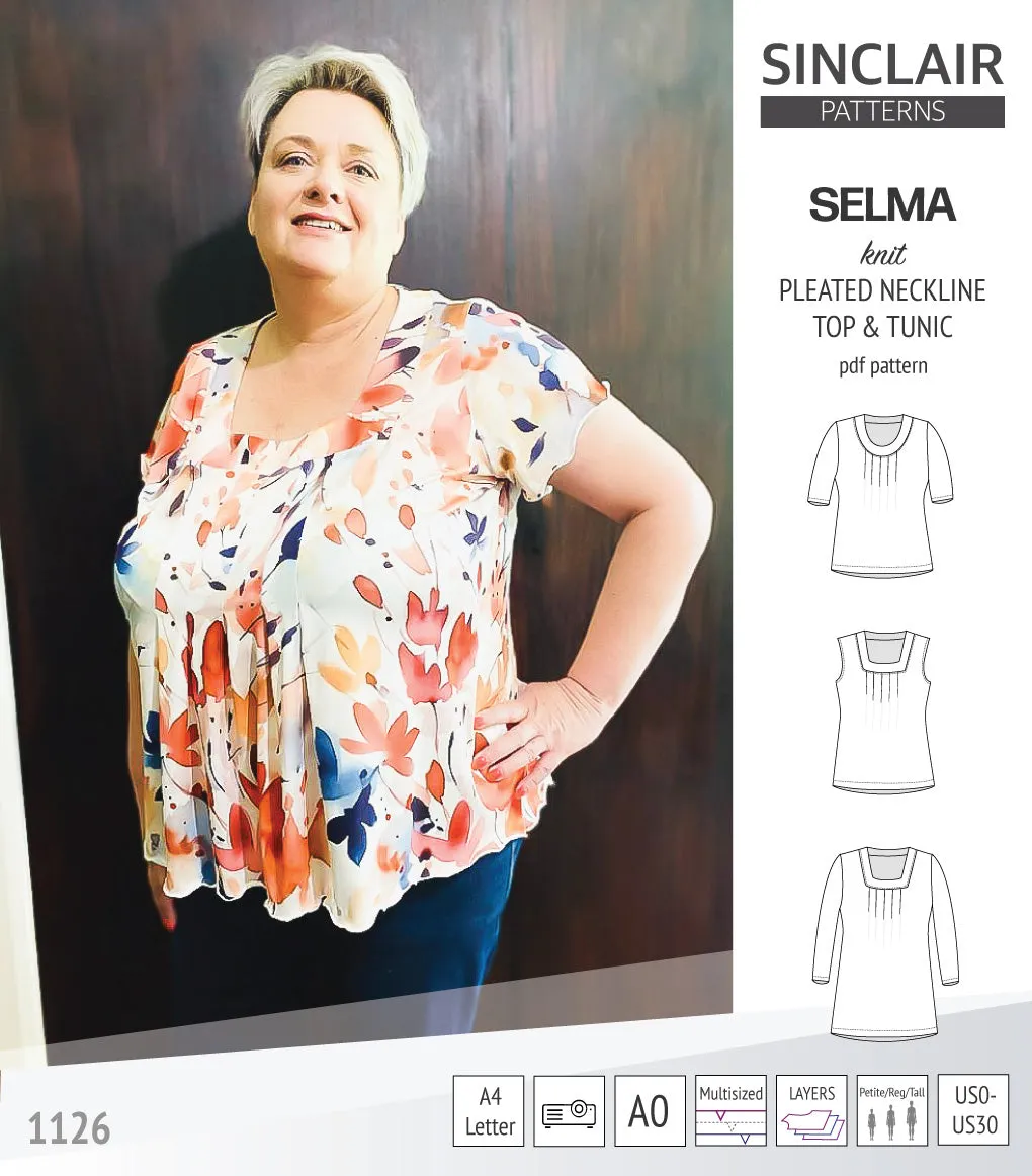 Selma knit top and tunic with round and square neckline options (PDF)