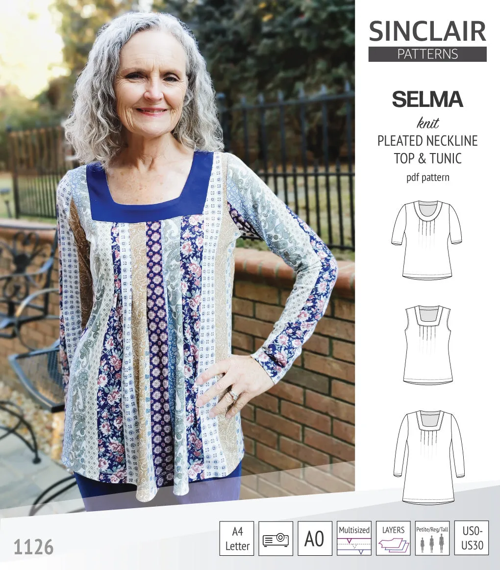 Selma knit top and tunic with round and square neckline options (PDF)