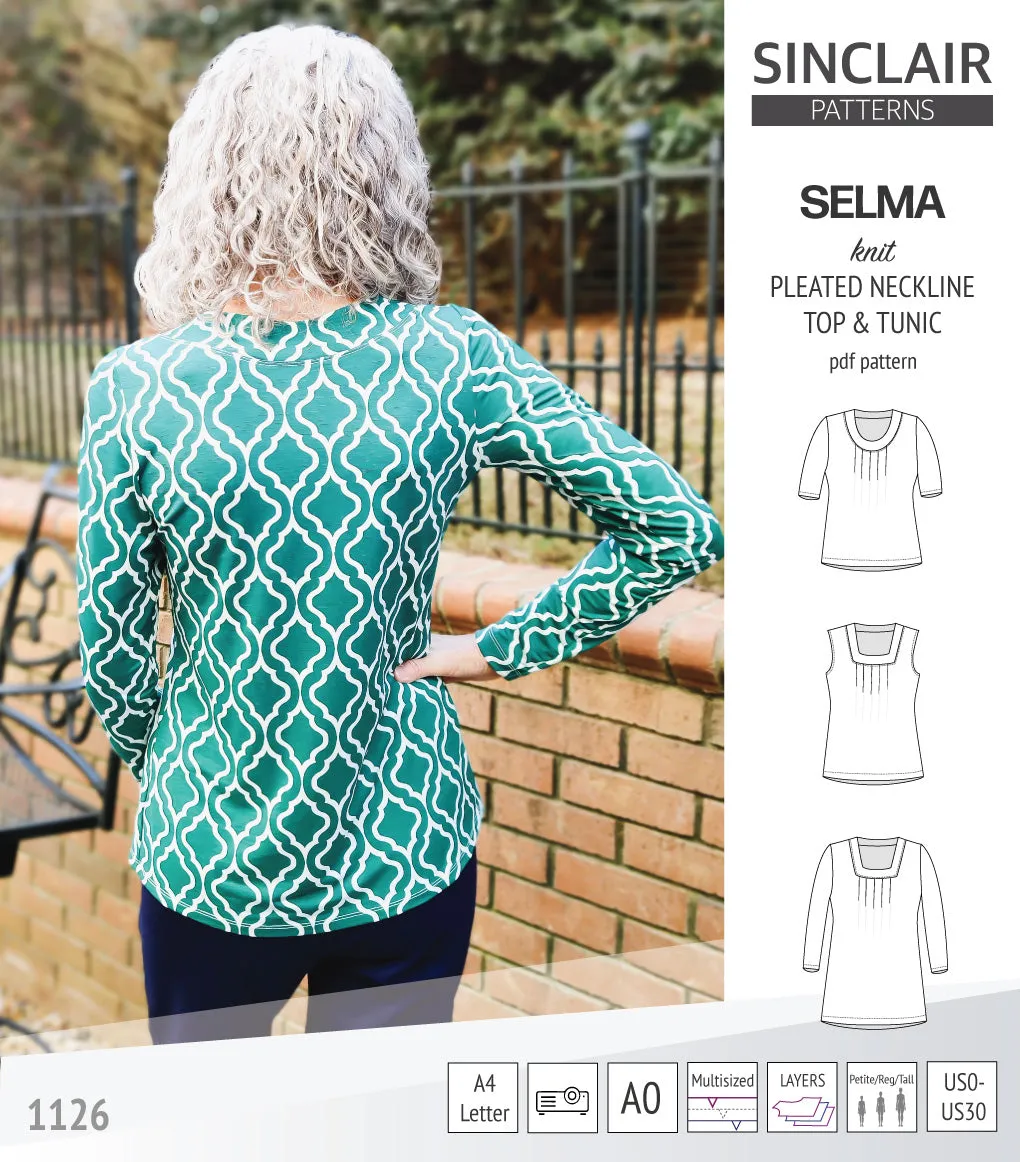 Selma knit top and tunic with round and square neckline options (PDF)