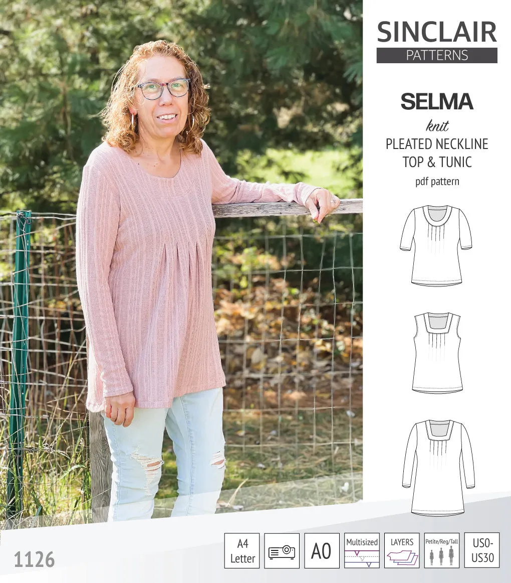 Selma knit top and tunic with round and square neckline options (PDF)