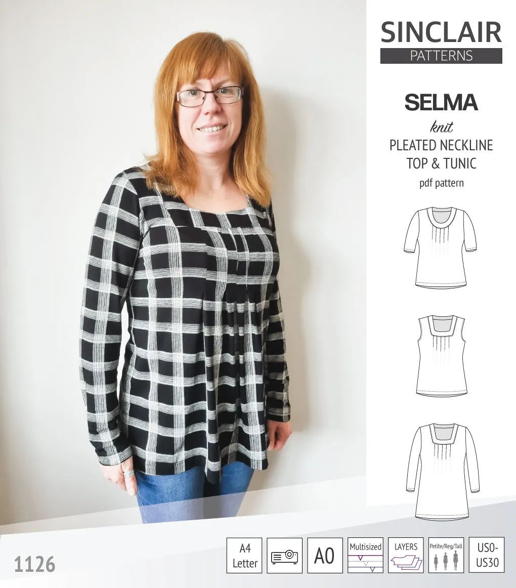Selma knit top and tunic with round and square neckline options (PDF)