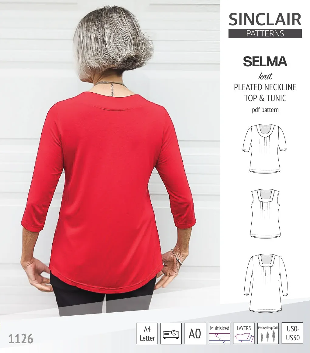 Selma knit top and tunic with round and square neckline options (PDF)