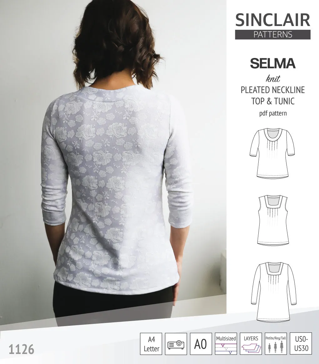 Selma knit top and tunic with round and square neckline options (PDF)