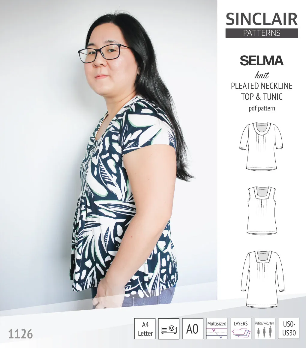 Selma knit top and tunic with round and square neckline options (PDF)
