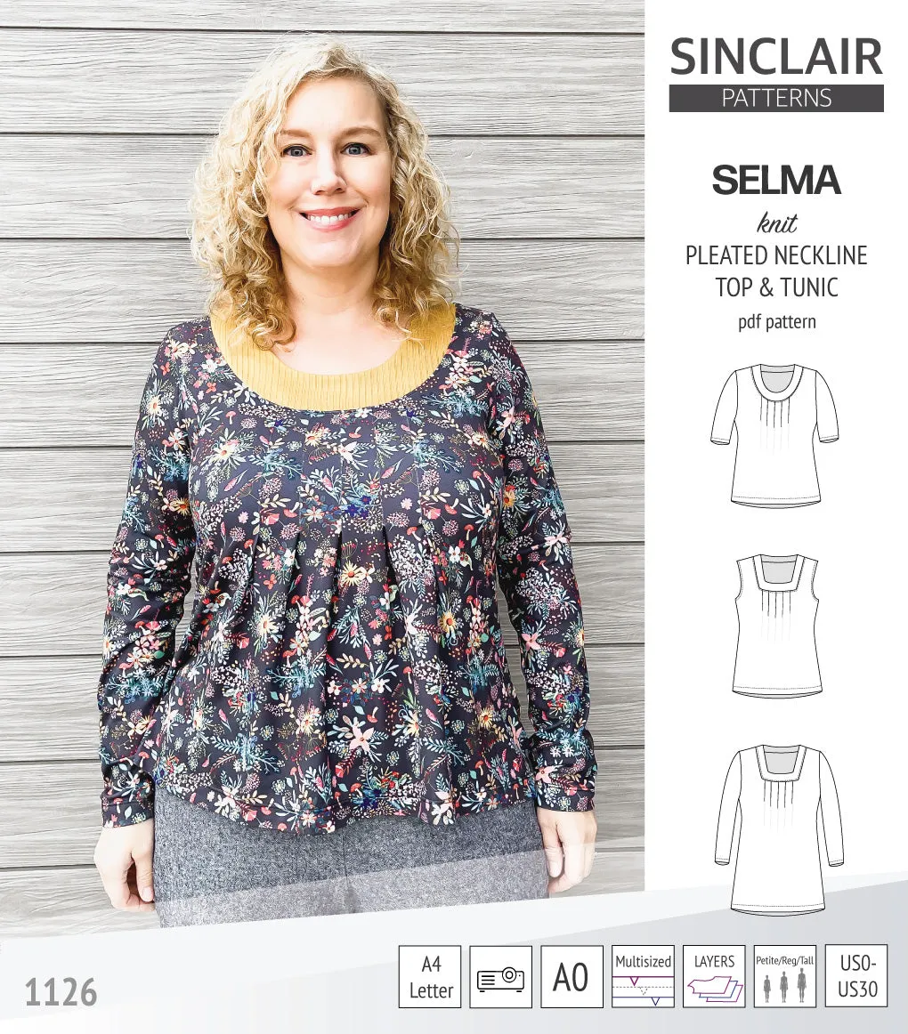 Selma knit top and tunic with round and square neckline options (PDF)