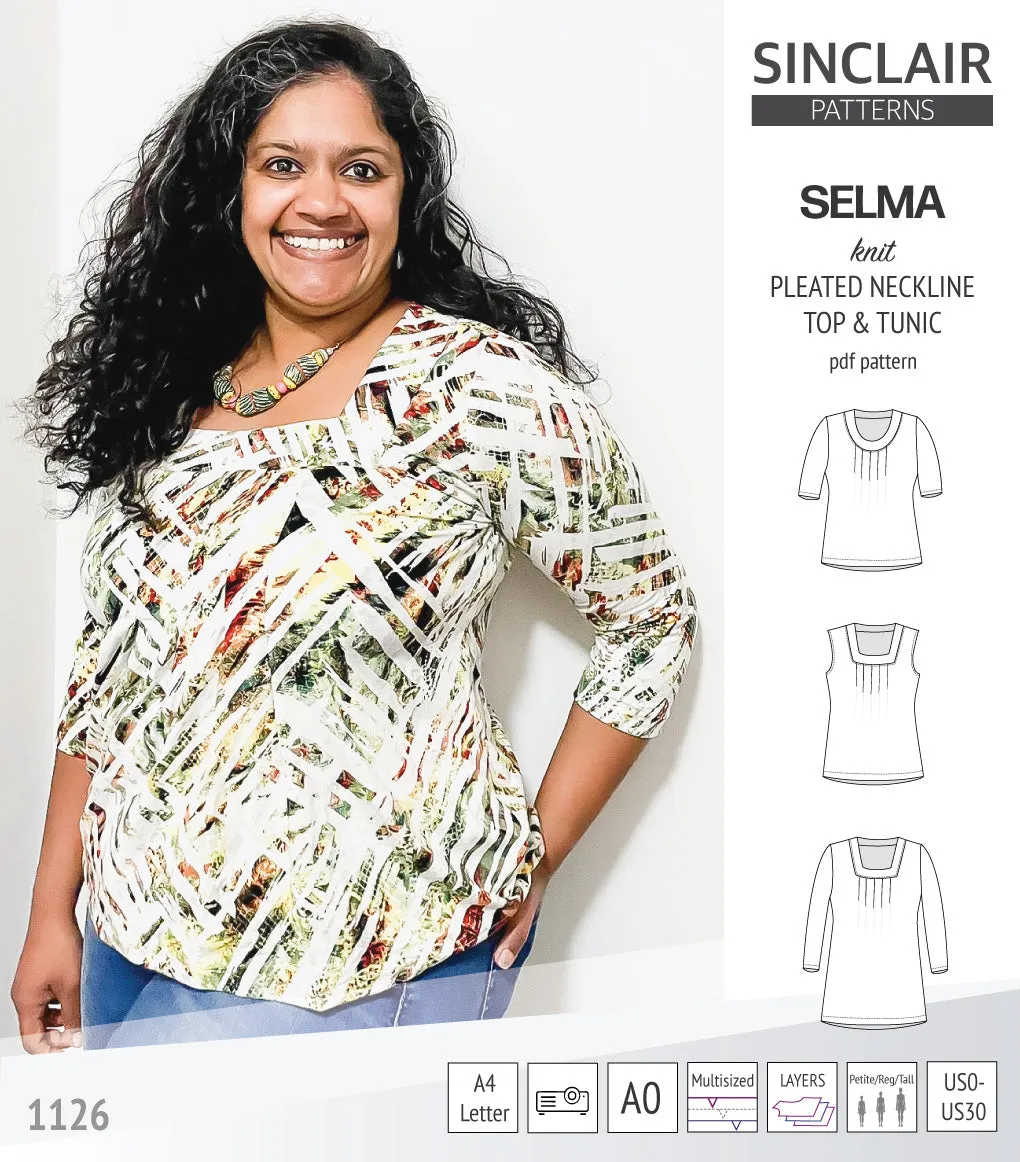 Selma knit top and tunic with round and square neckline options (PDF)
