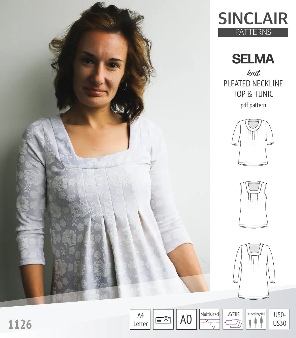 Selma knit top and tunic with round and square neckline options (PDF)