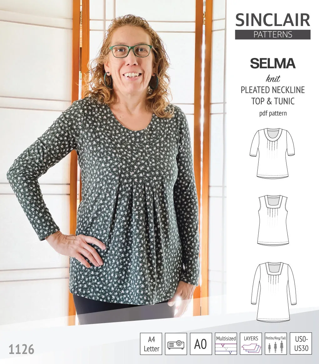 Selma knit top and tunic with round and square neckline options (PDF)